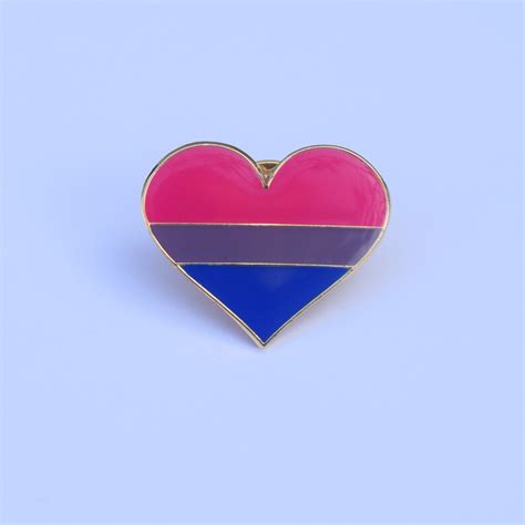 Bisexual Pride Flag Heart Shaped Enamel Pin Etsy