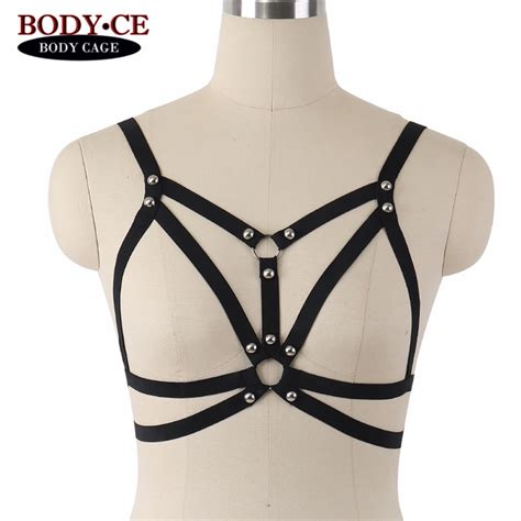 10pcs lot body cage harness bra black elastic adjust bondage strap tops