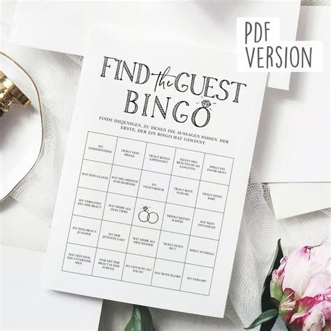 Hochzeitsspiel Find The Guest Bingo Als Pdf Etsy Hochzeit Spiele