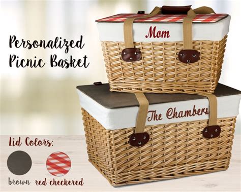 Personalized Wedding T Picnic Basket With Embroidered