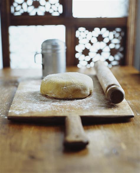 Dough Rolling Pin On Wooden Chopping Board Making Bread Digital Art
