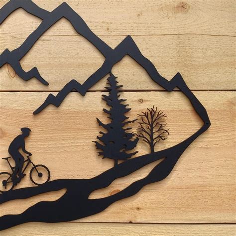 Choose your favorite mountain bike designs and purchase them as wall art, home decor, phone cases, tote bags, and more! Metal Wall Art, Mountain, Bike, Trees, Mountain Bike, MTB, 30" Black | Mountainbike
