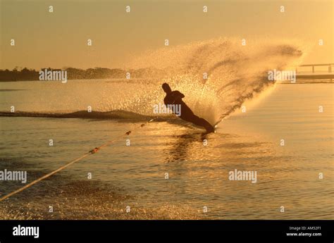 Slalom Water Skiing Stock Photo Alamy