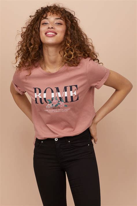 Camiseta Rosa Vintage Roma Mujer Handm Es Camisetas Femeninas Moda De Camiseta Camisas