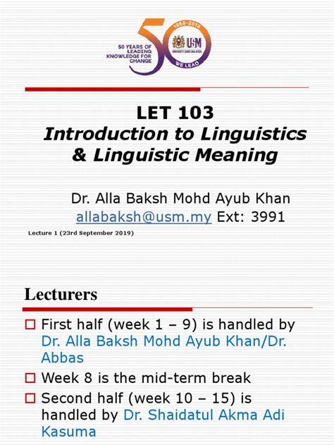Introduction To Linguistics And Linguistic Meaning Dr Alla Baksh Mohd