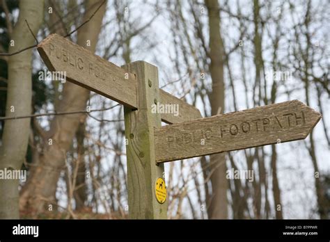 Wooden Footpath Signs Pointing Three Directions Stock Photo Alamy