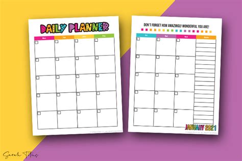 20202021 Daily Planner Printables 1000 Pages Sarah Titus From Images