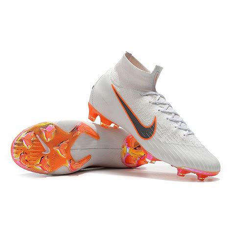 Nike Mercurial Superfly Vi Elite Fg Football Boots White Grey Orange