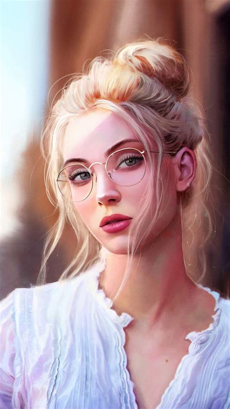 Girl With Glasses Artistic Portrait Iphone Wallpaper Blonde With Glasses Girls With Glasses