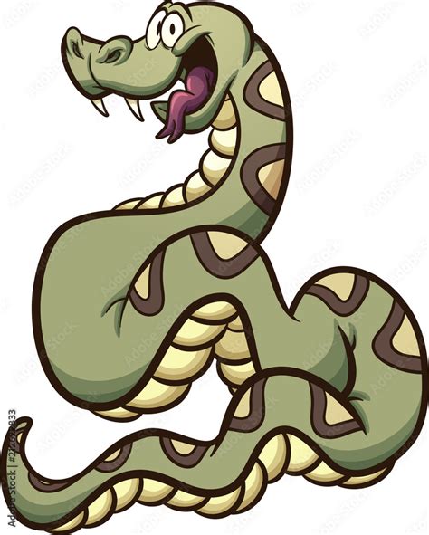 Happy Cartoon Boa Constrictor Snake Vector Clip Art Illustration With