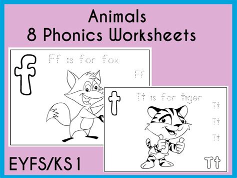 Animals 8 Phonics Worksheets Eyfs And Ks1 Teaching Resources