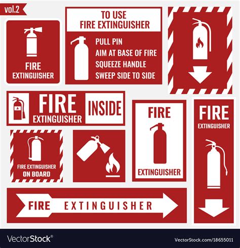 Fire Extinguisher Labels And Signs Royalty Free Vector Image