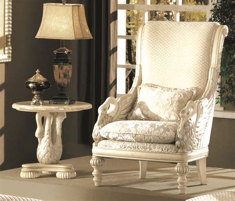 Avignon Antique White Swan Motif Luxury Formal Living Room