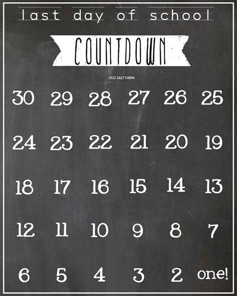 30 Days Countdown Calendar Printable Countdown Calendar Printable Free
