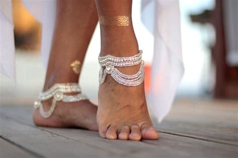 Fairy Crystal Beach Wedding Barefoot Sandals Banglecuff