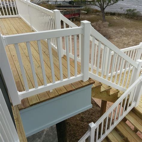 Our most complete railing system kits are coupled with a variety of accessory brackets that allow installation to almost any surface at any level angle up to 45º. Weatherables Naples 3 ft. H x 6 ft. W White Vinyl Stair Railing Kit-CWR-R36-E6S - The Home Depot ...