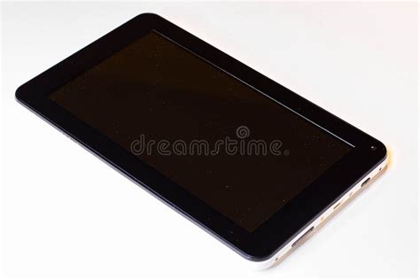 65 Inch Tablet With Dust On The Screen On A White Background Stock