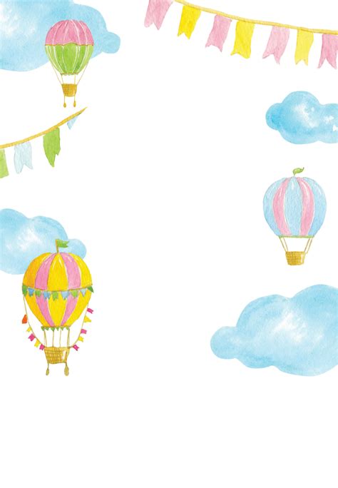 Whimsical Air Balloons Birthday Invitation Template Free