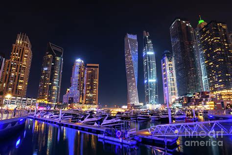 Dubai Marina At Night Photograph By Delphimages Photo Creations