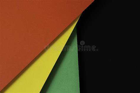 Abstract Geometric Black Red Yellow Green Color Paper Background