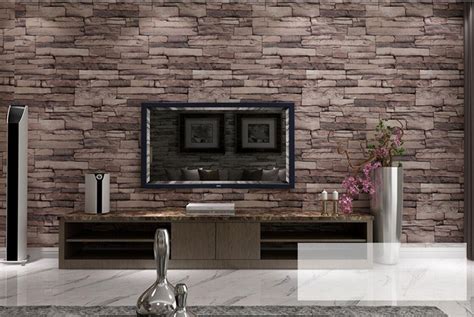 New 3d Luxury Wood Blocks Effect Brown Stone Brick 10m