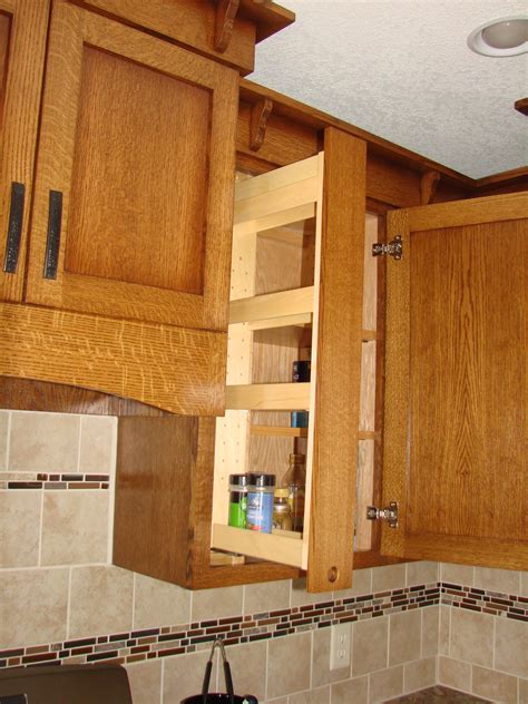 Home design ideas > cabinet > pull out spice racks for cabinets. quartersawn oak upper cabinet pull out spice rack | Pull ...