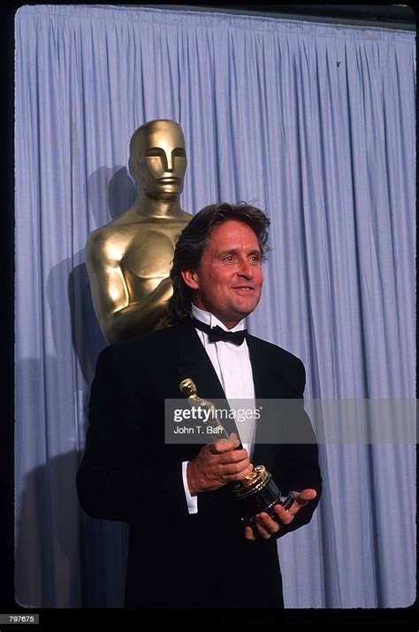 Actor Michael Douglas Holds His Best Actor In A Leading Role Oscar