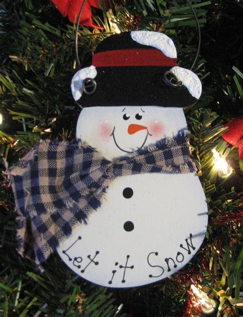 Hand Painted Wood Snowman Ornament