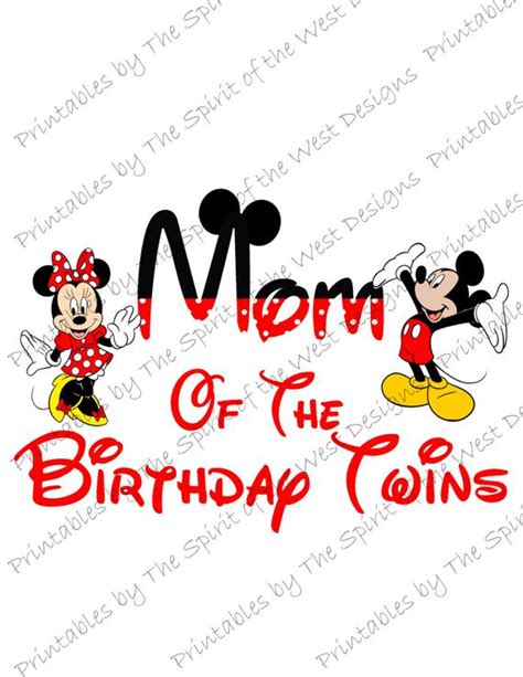 Mom Of The Birthday Twins Minnie And Mickey Mouse Iron On