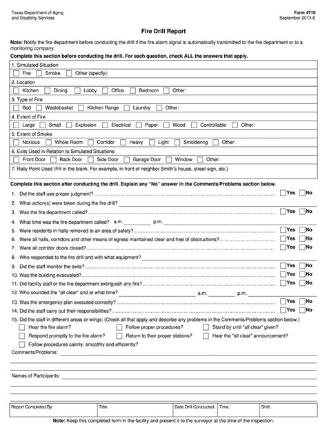 Blank Fire Drill Form 2020 Fill And Sign Printable Template Online
