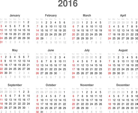 Clipart Calendar 2016