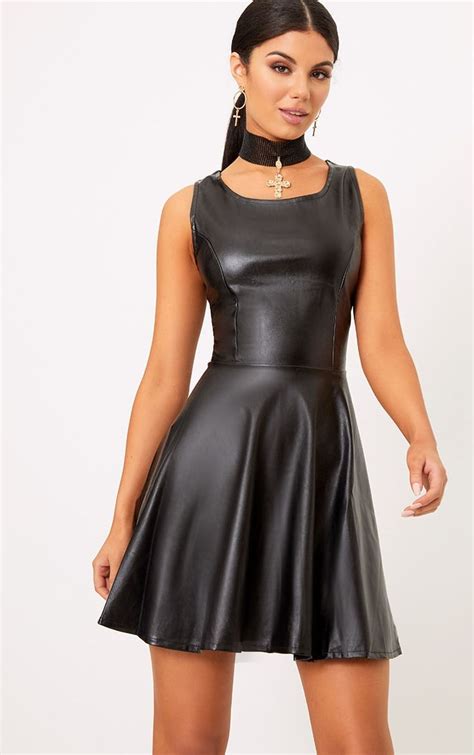 Skater Dresses Leather Dress Women Leather Dresses Sexy Leather Outfits