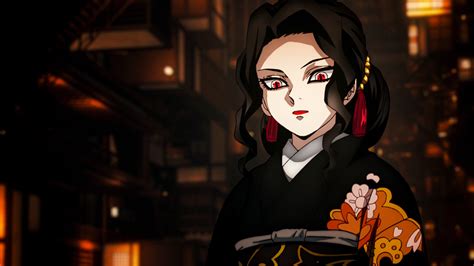 Demon Slayer Kimetsu No Yaiba With Red Eyes With Background Of