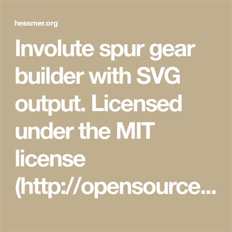 Involute Spur Gear Builder With Svg Output Licensed Under The Mit