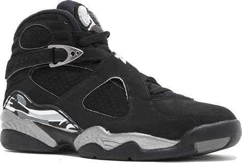 Nike Air Jordan 8 Retro Mens Sneakers Black White Grey Black
