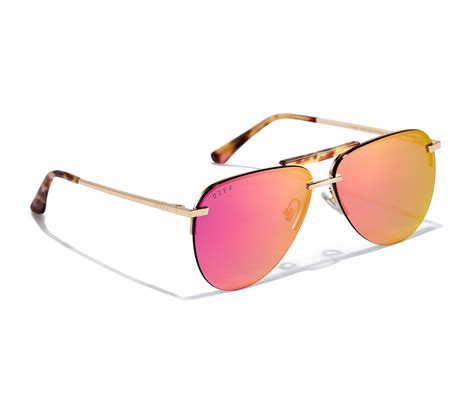 Tahoe Aviator Sunglasses Gold Pink Mirror Lenses Diff Eyewear