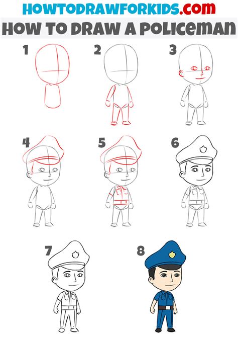 How To Draw Police Officer Easy Drawing Tutorial For Kids