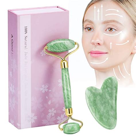 buy jade roller and gua sha scraping face roller set aioure 3 in 1 facial roller massage tool