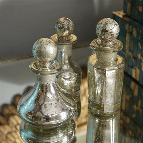 3 Piece Stonebriar Mercury Glass Decorative Bottle And Stopper Set Diy