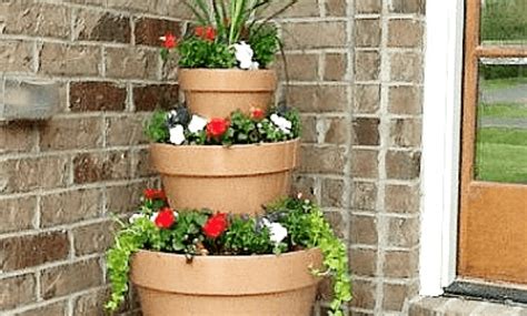 Front Porch Decor Ideas With Diy Stacked Flower Pots