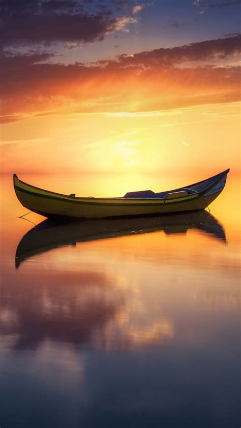 2160x3840 Lake Sunset Reflection Boat Sony Xperia Xxzz5 Premium Hd 4k