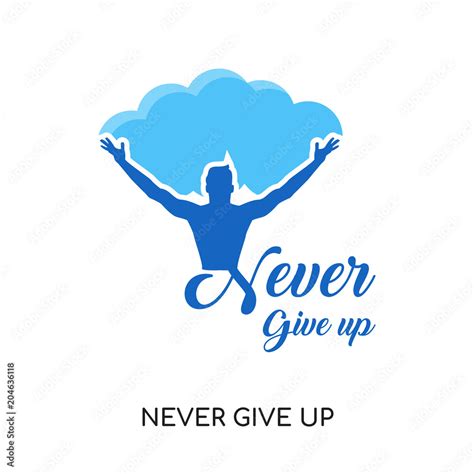 Never Give Up Logo Isolated On White Background Colorful Vector Icon