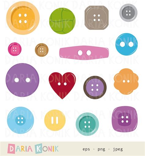Buttons Clip Art Button Clipart 16 Buttons In Various Styles Etsy