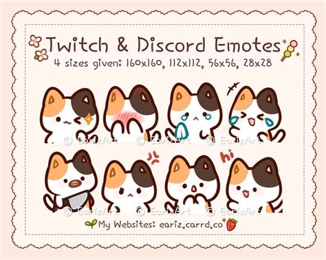 Twitch Emotes Discord Emotes Pack 8 Cute Calico Cat Etsy Discord