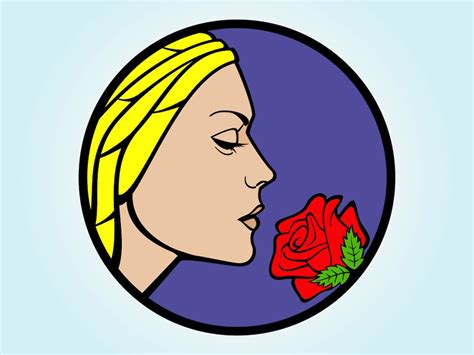 Woman Smelling Rose Vector Art And Graphics