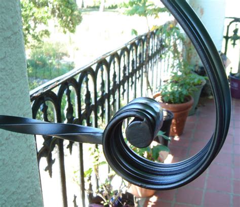 This listing is for a handrail that works for 2 steps with the end posts top and bottom on different levels. 1 to 2 Step Wrought Iron Wall Mount Grab Hand Rail Step Rail - The Ironsmith