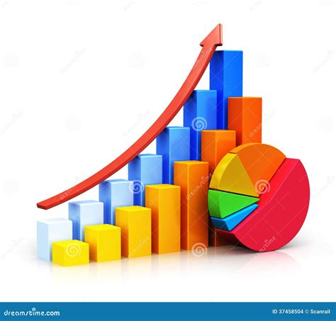Growing Bar Graphs And Pie Chart Stock Illustration Illustration Of