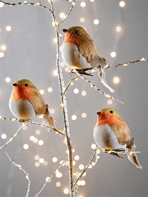 Three Jolly Robin Clips Christmas Tree Decorations Christmas
