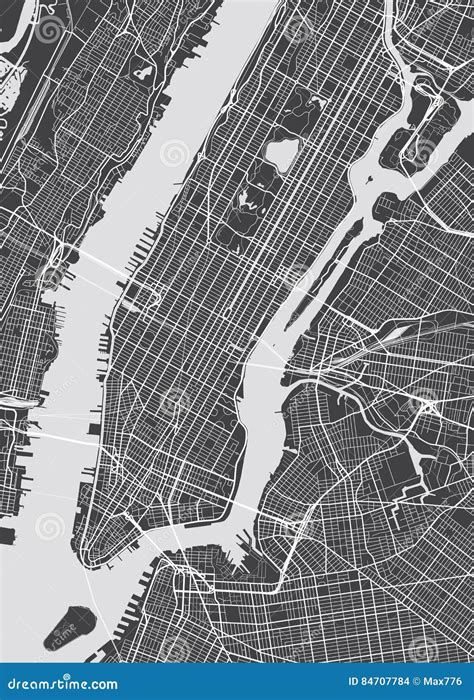 Vector Detailed Map New York Stock Vector Illustration Of Manhattan