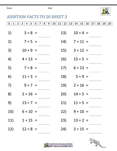 Addition And Subtraction To 20 Worksheets Prntbl